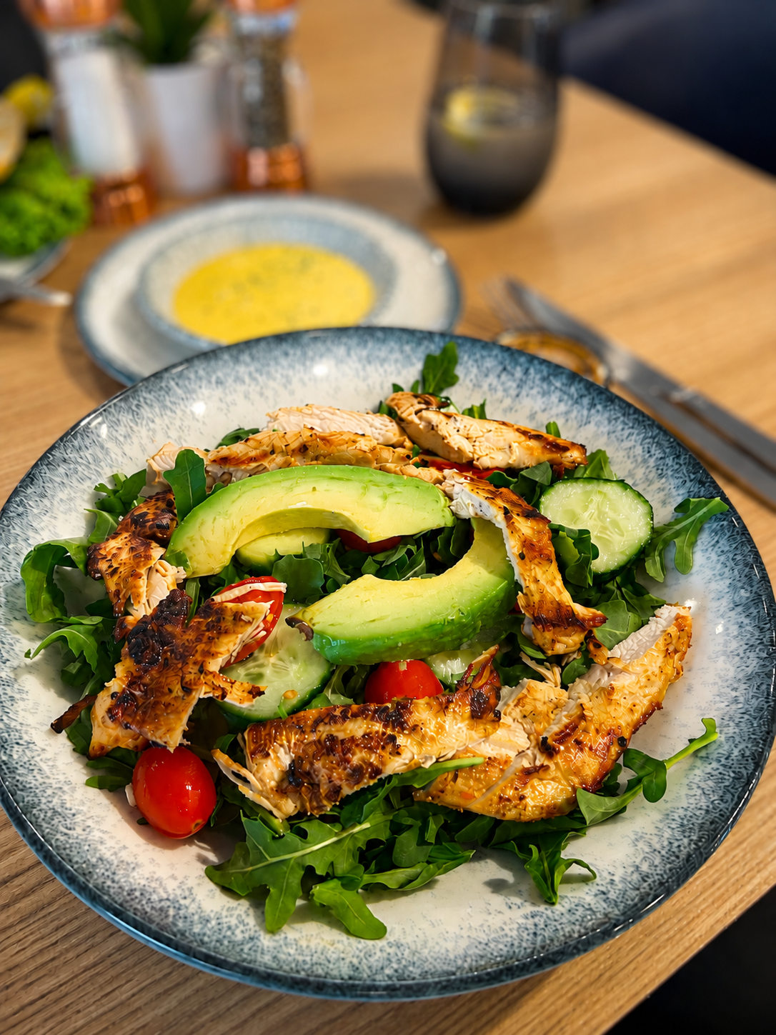 Grilled chicken avocado salad
